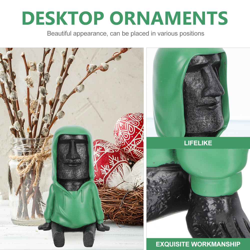 2 Pack Easter Island Head Figurine Hawaiian Decorations Moai Figurines