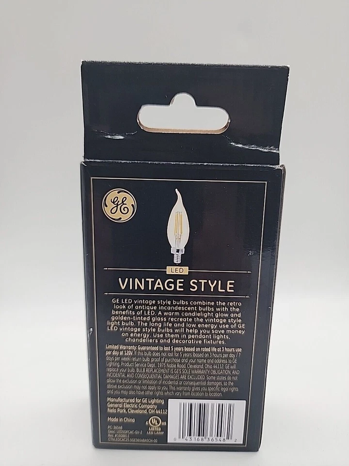 Box of 2 GE LED Vintage Style Amber Glass 60w Bulb Dimmable Lighting 400 Lumens - Image 3 of 4