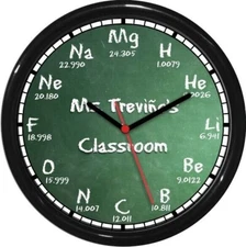 Personalized Chemistry Teacher Wall Clock Scientific Periodic Table Green 0724