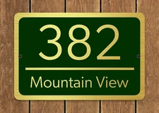 Customized Home Address Plaque Gold Text Metal 12" x 8" House Number Sign