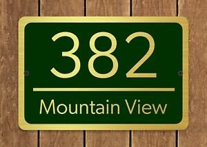 Customized Home Address Sign Aluminum Metal 12 x 8 Gold Or Silver Numbers House Number Plaque