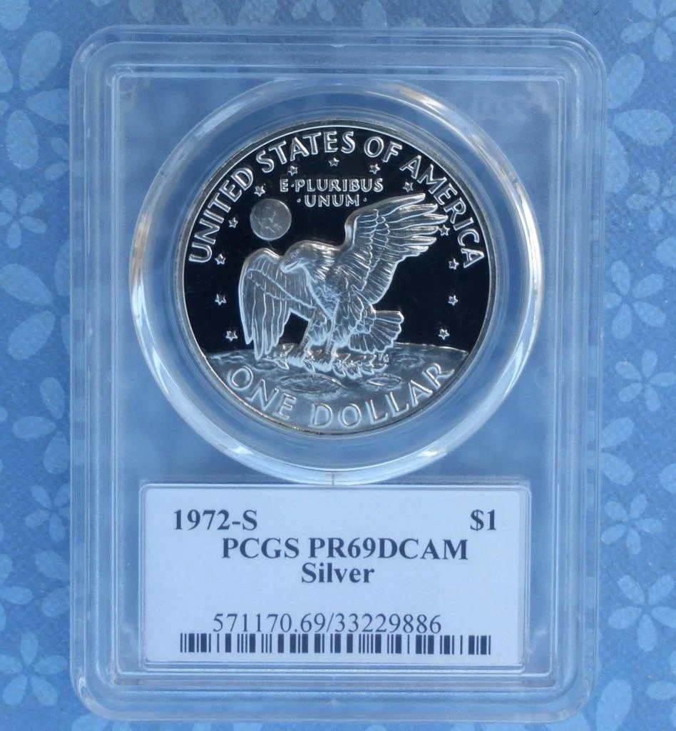 PCGS Certified PR 69 Graded 1972 Eisenhower Dollars (1971-1978