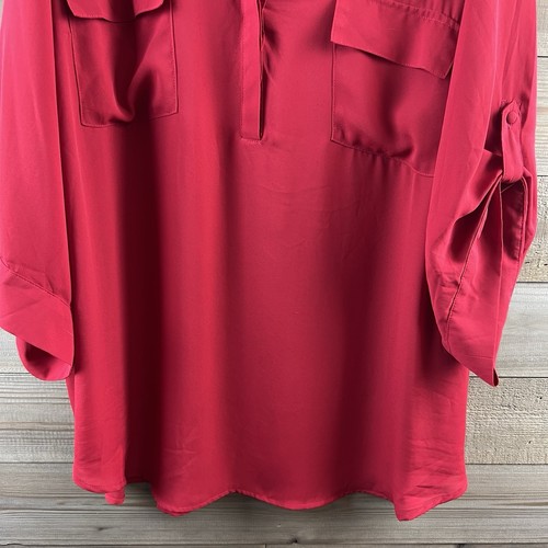 Torrid Womens Harper Blouse Georgette Pullover Roll Tab Sleeve Semi Sheer 5X - Imagen 3 de 7