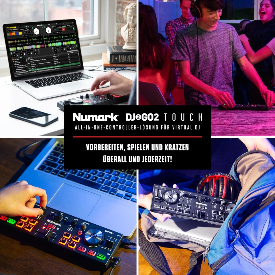 DJ2GO2 Touch 2-Kanal-Kompakt-DJ-Controller, DJ-Pult mit Mixer, Audio-Interfac... - Bild 2 von 4