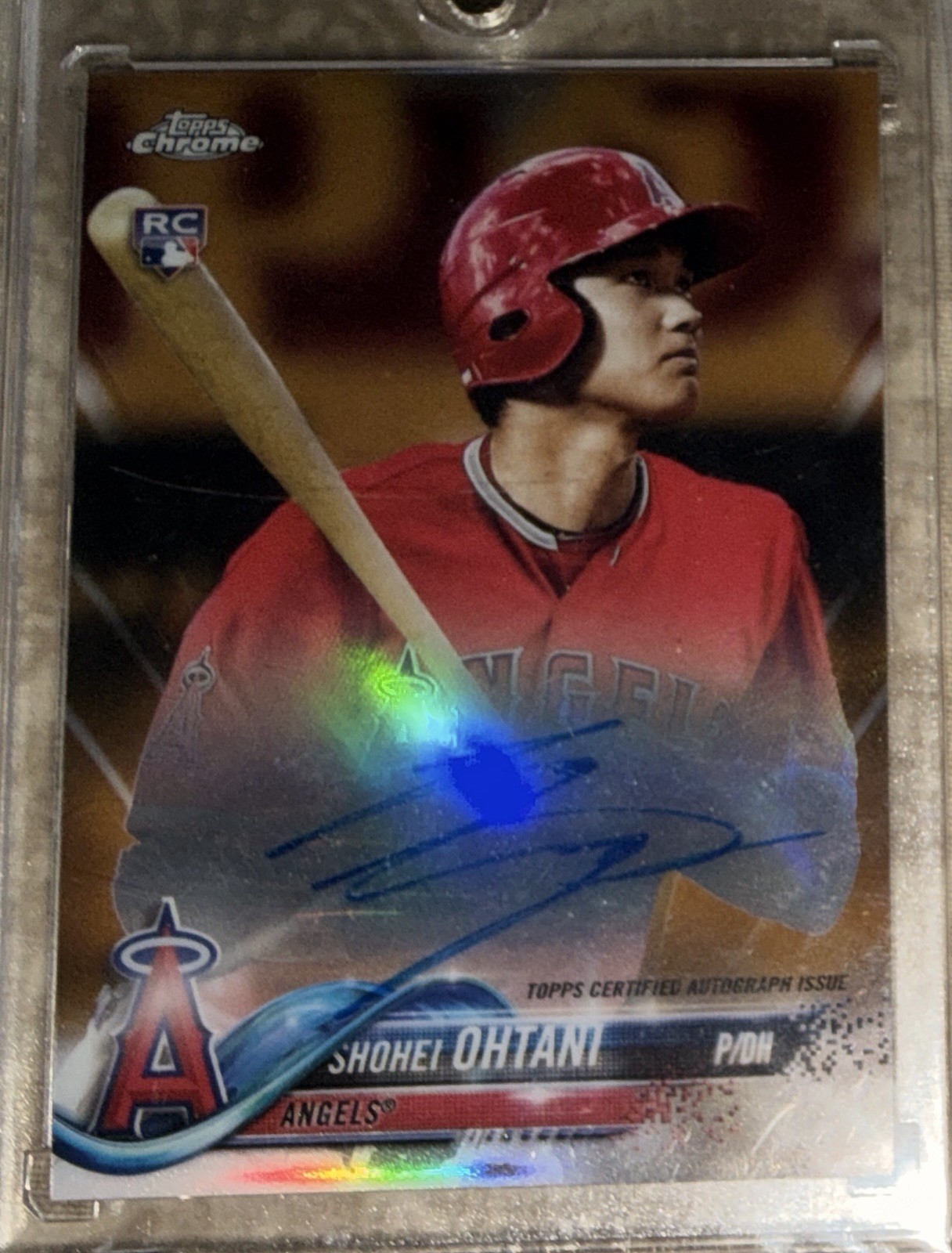 2018 Topps Chrome Rookie Auto Shohei Ohtani #RA-SO Gold Refractor /50 (AU, RC)