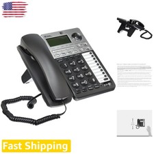 2-Line Corded Phone Digital Answering System Caller ID Black/Silver