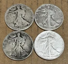 LOT OF 4 - 90% Silver Walking Liberty Half Dollar Circulated