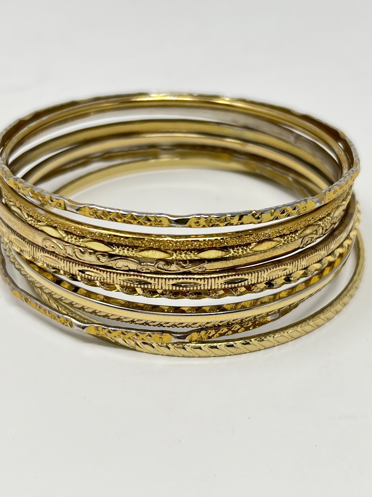 10 Pc Set Gold-Tone Stackable Bangle Bracelets La… - image 4