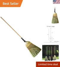 Large Heavy-Duty 57-Inch Broomcorn Broom - Perfect for Indoor & Outdoor Use