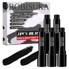 5PCS Black Face Body Paint Stick, Oil Based Painting Kit for 5PC -BLACK 