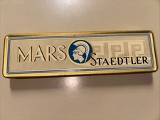 Vtg Mars Staedtler Pencil Tin W/Original UNUSED 7 Pencils 6H 2886 Lumograph