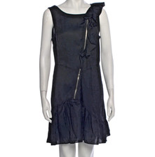 Sz 6 Marc by Marc Jacobs Black Sleeveless Asymmetrical Zip Dress with Ruffle