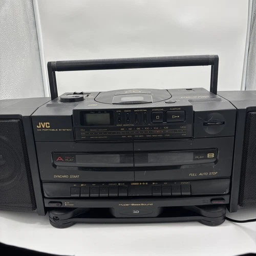 Vintage JVC  am / fm radio CD Dual cassette  Player Boombox TESTED Working!