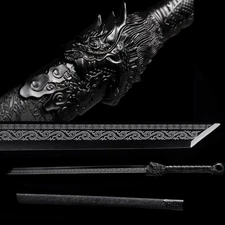 40''Black Dragon Ninjato 1095 Steel Sharp Handmade Straight Japanese Ninja Sword