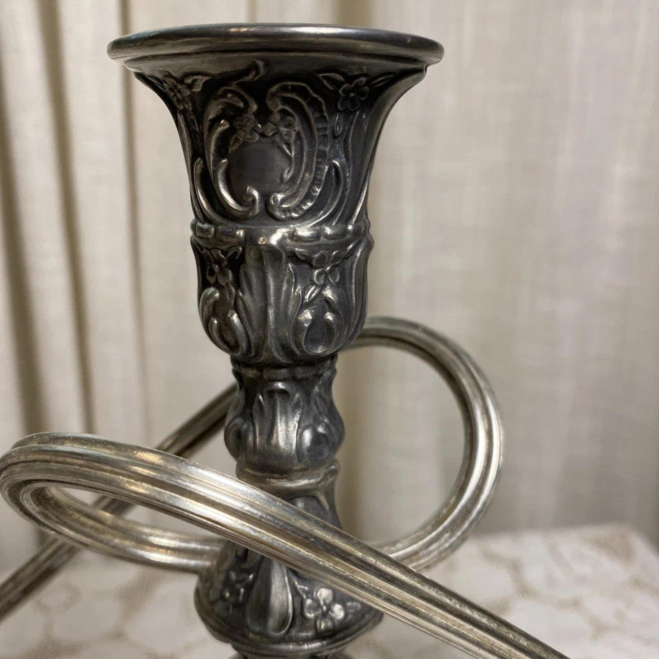 Vtg WM Rogers Silverplate Twisted Arm Candelabra 9.5” Tall - Image 2 of 4