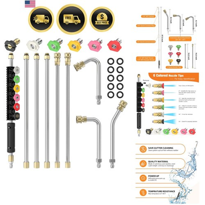 #ad Pressure Washer Extension Wand 8FT with 6 Nozzles for Gutter Cleaning and Sur... $47.48