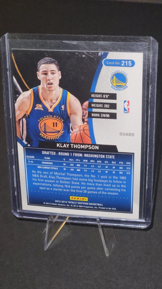 2012-13 Totally Certified - Klay Thompson #215 Totally Blue /299 (RC) - Image 2 of 2