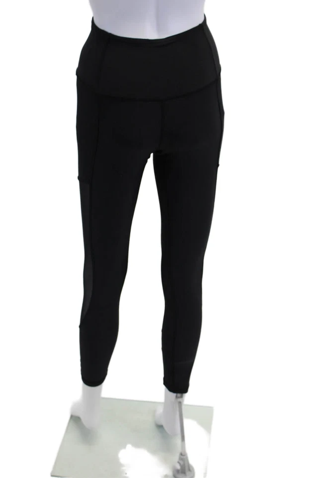 Leggings deportivos al tobillo con panel de malla de cintura alta negros talla 4 Lululemon para mujer Foto 3 de 3