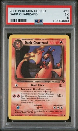 2000 POKEMON ROCKET #21/82 DARK CHARIZARD PSA 5
