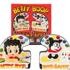 Betty Boop Salt & Pepper Shaker Set – Betty Boop, Pudgy & Bimbo – Ceramic – Coll