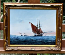 B. Anders – Sailing Ship On Open Sea – Oil On Canvas, Signed With Frame