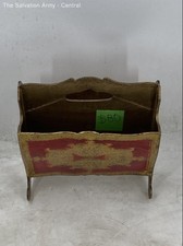 Red Gold Decorative Two Compartment Freestanding Magazine Rack