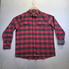 Swiss Tech Men's Red Plaid Long Sleeve Button Up Flip Cuff Shirt Size Large