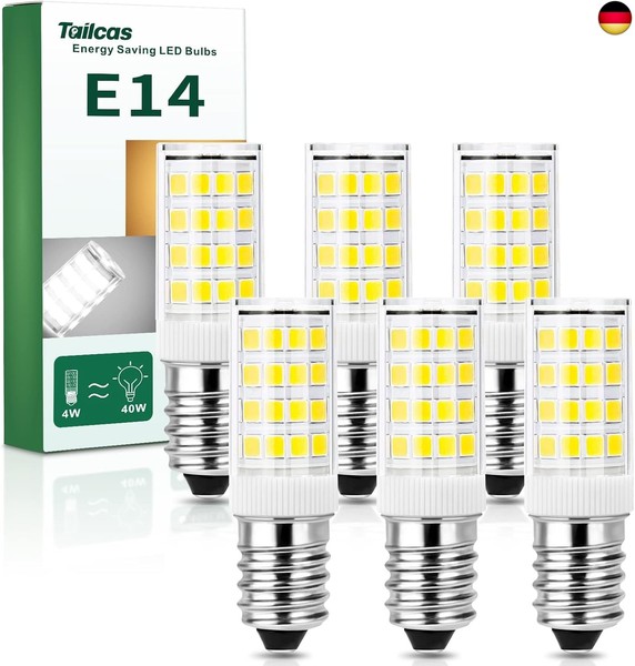 Tailcas E14 Led Birne Kaltweiß, 4W E14 Lampe 6000K KüHlschranklampe Ersatz FüR 4-image