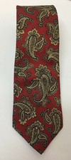 Vintage Burberrys England Rich Colors Red Paisley 100 Silk Men's Tie