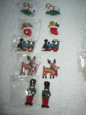 Vintage Lot of 10 Assorted Flat Back Christmas Craft Miniatures, New Lot No. 2-B