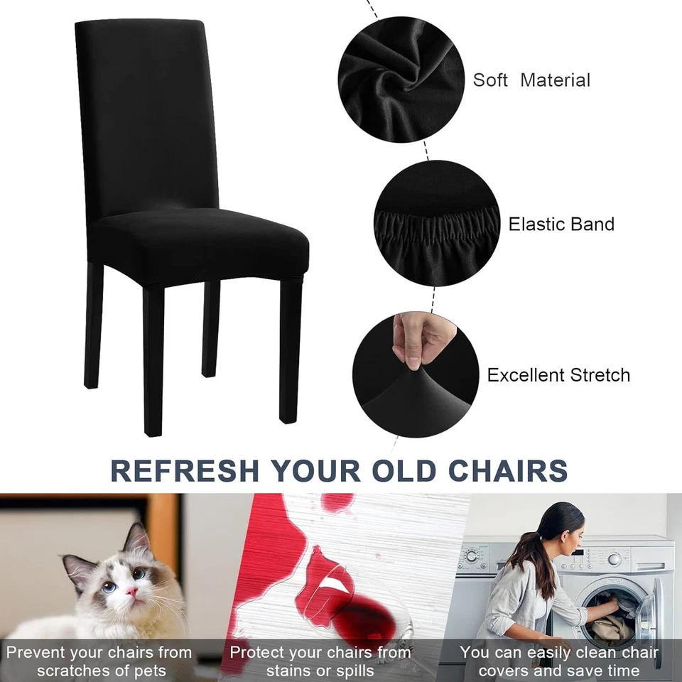 2/4/6pcs Dining Chair Covers Stretch Spandex Chair Slipcovers for Dining Room - Image 4 of 4
