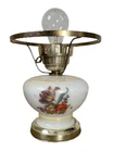 VTG GWTW Hand Painted Hurricane Lamp Portable Parlor Floral No Shade