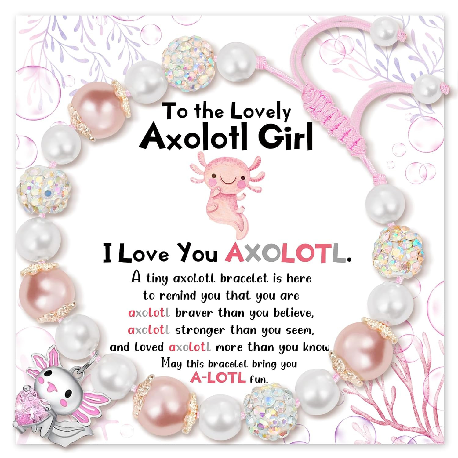 Axolotl Bracelet for Girls, Cute Axolotl Gifts as Mothers Day Gift for Daughter