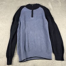 Vintage Nautica Jeans Sweater Men's Cotton Ribbed Knit Black 1/4 Zip Pullover