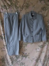 Talbots Petite Women 2 piece Suit Grey size 12 Jacket size 16 Pant