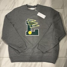 Lacoste Men  s Pullover Sweatshirt Gray Green Yellow 155 XL New