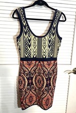 Jealous Tomato Dress Bodycon Knit Women Size L Colorful Aztec Paisley