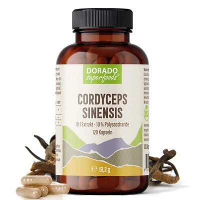 DORADO SUPERFOODS Cordyceps sinensis 10:1 Extrakt Kapseln - 120 x Stück | 1640 mg Tagesportion
