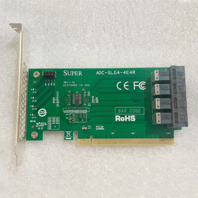 SUPER AOC-SLG4-4E4R U.2 NVMe SSD SFF8643 to SFF-8639 PCIe x16 Quad Port Adapter