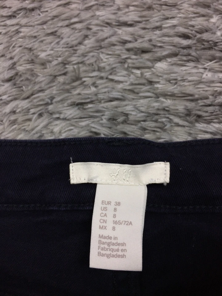 H&M Chino 短裤女式 8 码蓝色棉质 Midi — 第 4/4 张图片