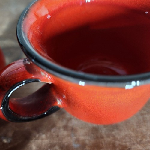 KIL Yugoslavia.Vtg Ceramic Espresso / Coffee Cups Red Pottery 70s. - Picture 4 of 6