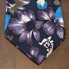 Vintage Jones New York Purple Blue 100% Hand Print Silk Made In USA