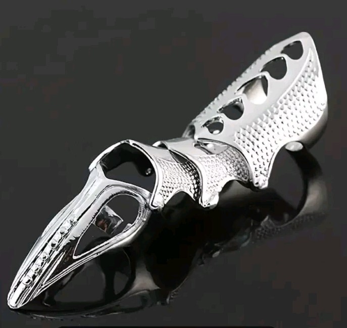 Jointed Full Finger Ring, Metal Costume Jewellery Punk Rock Goth Emo ...