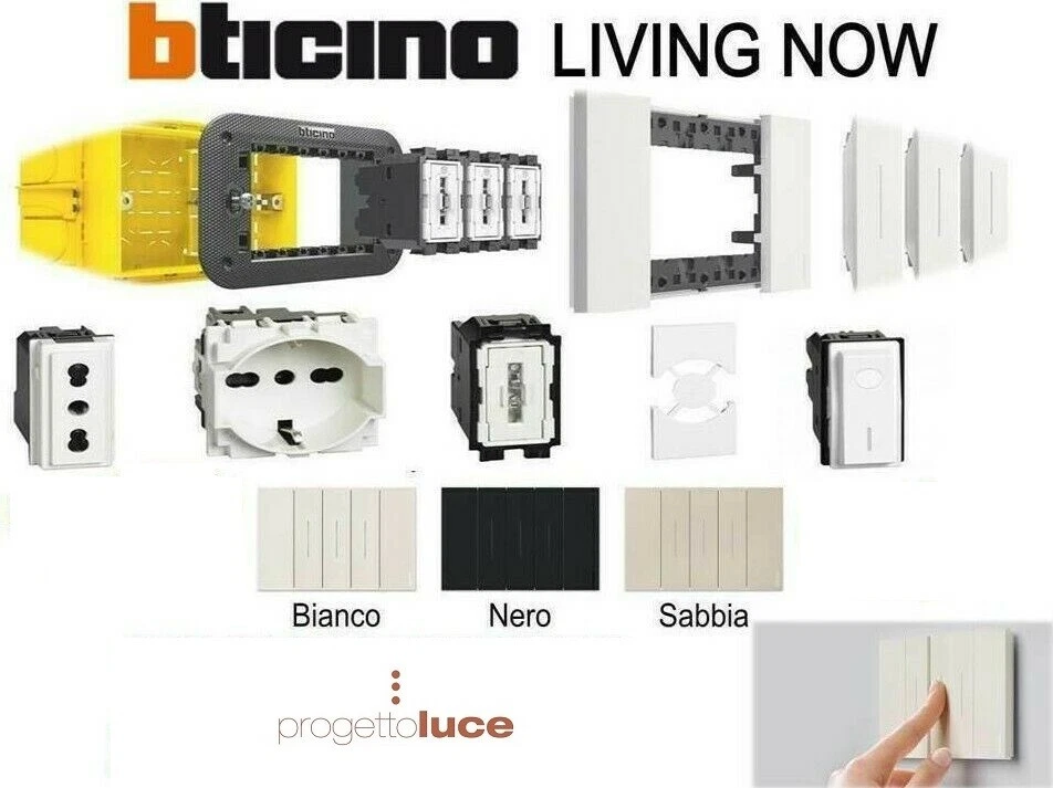 Stock BTICINO Living Now prese interruttore pulsanti placche OFFERTA COMPLETA