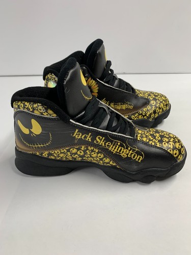 Jack Skellington Skull AOP Sunflower Black / Yellow Kids Shoes Size 9 - Picture 3 of 8