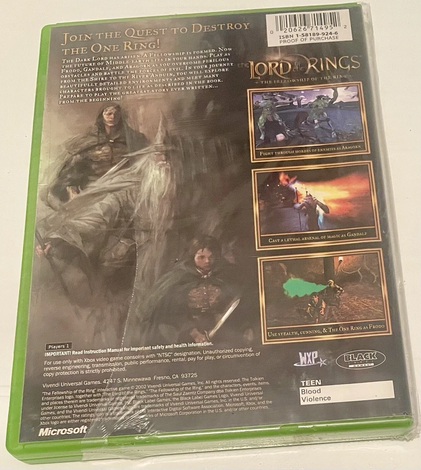 Lord of The Rings: The Fellowship of The Ring Microsoft Xbox Brand New Sealed - Image 2 of 2