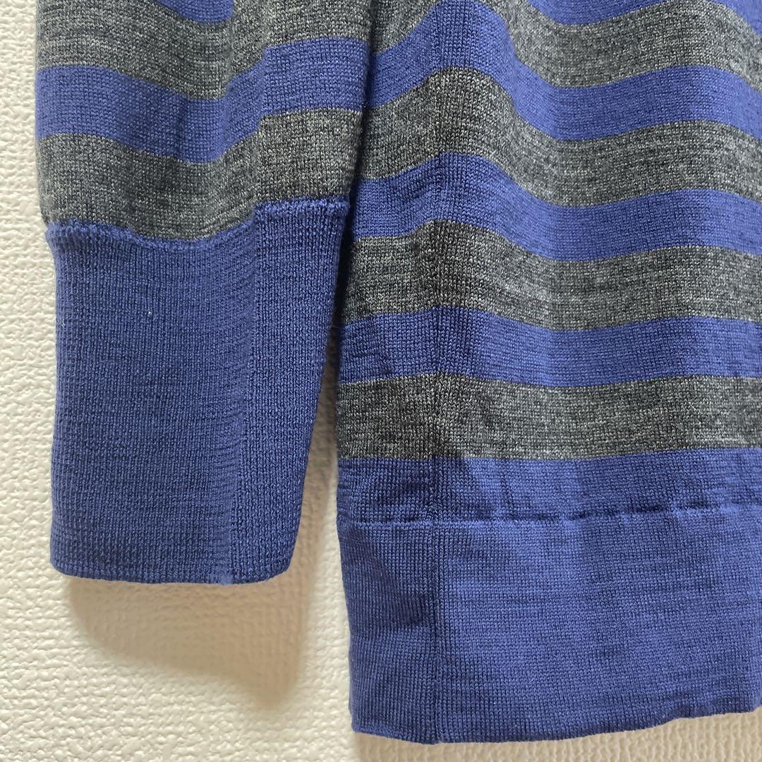 MARGARET HOWELL ×JOHN SMEDLEY WOOL MARGARET HOWELL x JOHN SMEDLEY Striped Wool Knit Pullover Blue