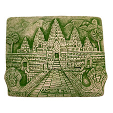 Angkor Wat Temple Khmer Cambodia Bas Relief Green Sandstone Plate Art Sculpture