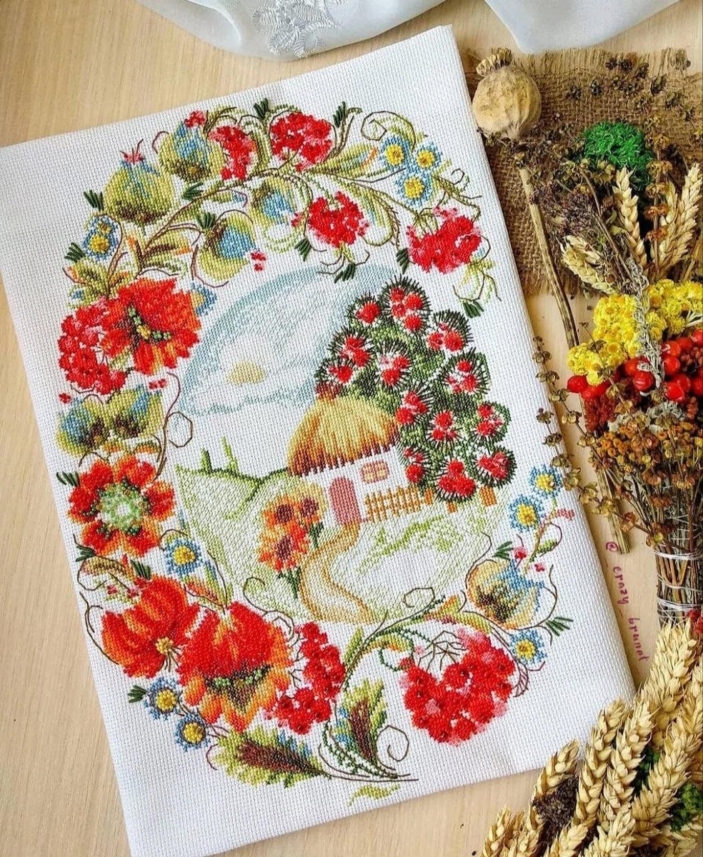 DIY Needlepoint Kit Viburnum painting Cross-Stitch Craft Set for Home