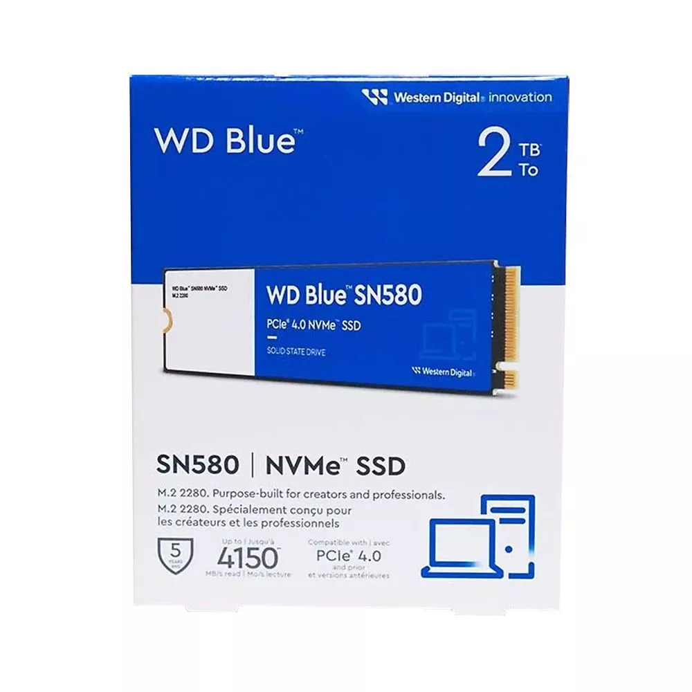 Western Digital 2TB WD Blue SN580 PCIe 4.0 NVMe M.2 SSD (4150MB/s),  WDS200T3B0E